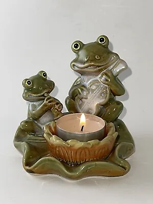 Buy Frogs Playing Guitar And Horn Sunflower Fire Pit Tea Light Holder On Lily Pad • 15.34£