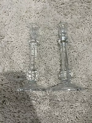 Buy Vintage Lot Of 2 Glass Candle Holders 10” Height • 11.36£