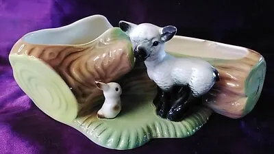 Buy Vintage Hornsea Lamb & Rabbit Pottery Log Vase / Planter Display (Chipped) • 4.50£