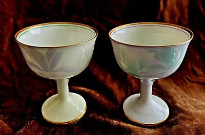 Buy Fukagawa Porcelain ~ Set Of 2 Japanese Wine Goblets ~ White W/ Gold Trim ~ Mint • 38.57£