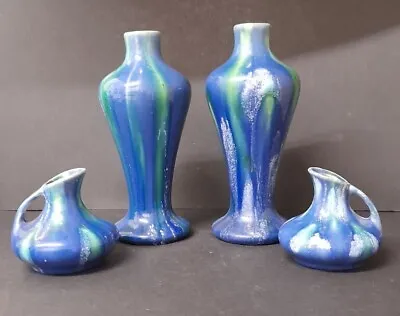 Buy Belgium Pottery Art Nouveau Drip Glaze Set Of 2 Vases 2 Jugs Early 20th Century • 99£