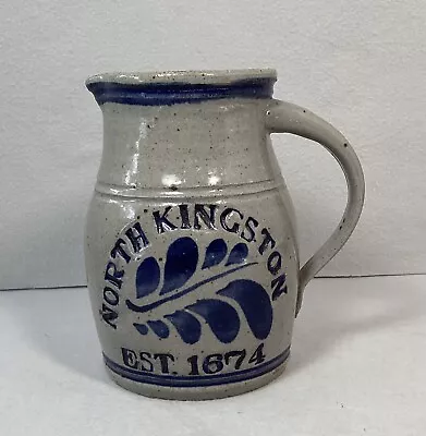 Buy Westerwald Pottery Pitcher Vase NORTH KINGSTON Salt Glazed Blue Leaf Signed • 23.97£