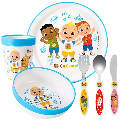 Buy Cocomelon Kids 6 Piece Dinnerware Cutlery Set - Plate/Bowl/Cup/Knife/Fork/Spoon • 19.99£