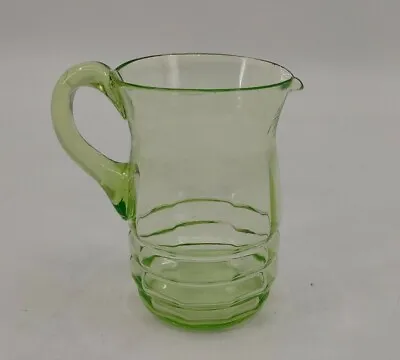 Buy Retro Art Deco Green Uranium Glass Pitcher Jug 15.5cm Tall • 44.99£