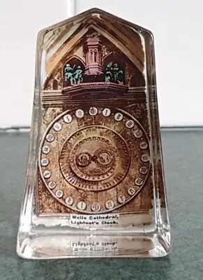 Buy Antique Souvenir Paperweight  Glass Photograph Wells Cathedral Clock FREE P@P  • 10.99£