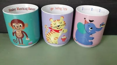 Buy 3 Magpie Mug Comical Children's Ceramic Tumblers Monkey, Tiger, Elephant. • 16.99£