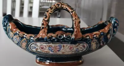 Buy Italian Romano Majolica Style Two Handledbasket Shape Vase • 5£