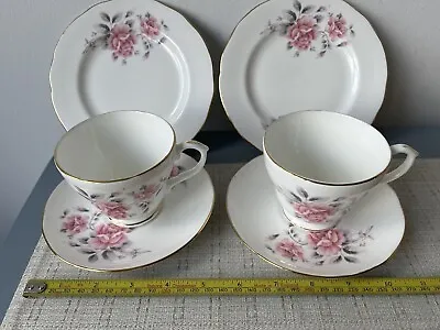 Buy Vintage Duchess Bone China Tea Set Pink Rose 2 Trios, Cup, Saucer,Plate • 14£