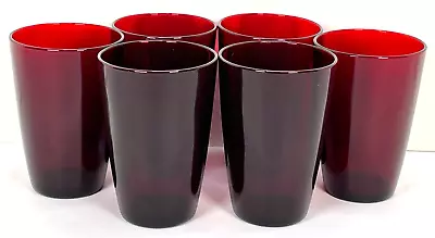 Buy 6 Vintage Royal Ruby Red Juice Glasses Tumblers 4.25  High Flat Bottom • 25.61£