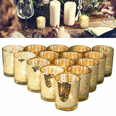 Buy 12/24x Mercury Vintage Glass Tea Light Candle Holders Votive Wedding Home Decor • 20.99£