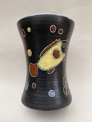 Buy Wimborne Pottery 1950s Vase With Fish  • 10£