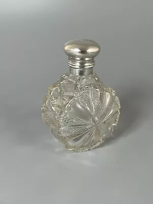 Buy Antique Silver Top Cut Glass Perfume Bottle Large • 10.50£