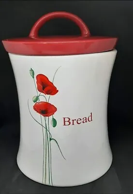 Buy Dunelm Ceramic Poppy Bread Bin Canister Jar Waisted White Red Poppies VGC Crock • 39.99£