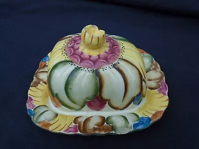 Buy Vintage H J Woods Pottery Burslem Hand Painted Flower Butter Dish And Cover • 8£