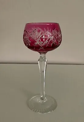 Buy Vintage Bohemian Cranberry Red Crystal Hock Wine Glass, Pinwheel/star Cut. • 35£