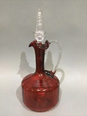 Buy Vintage Cranberry Glass Decanter / Claret Jug • 29.95£