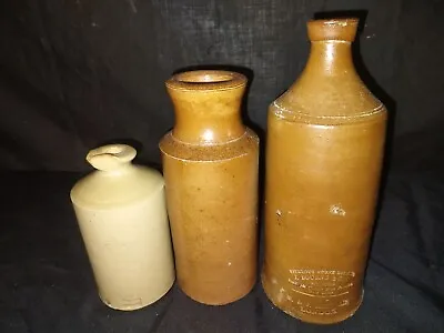 Buy Lot Of 3 Antique Stoneware Ink Bottle J Bourne & Son R &J Arnold Doulton Lambeth • 47.41£