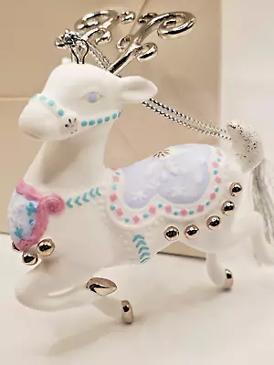 Buy Lenox The Platinum Reindeer Ornament White Bisque Bone China NEW IN BOX! • 23.93£