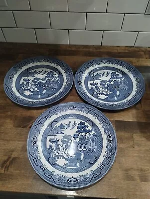 Buy Churchill Blue Willow 3 Dinner Plates 10-1/4” Made In England • 33.69£