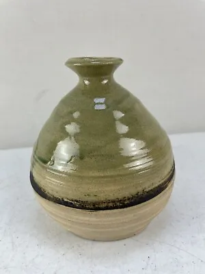 Buy Moffat Studio Pottery Flower Pot Vase Green & Black Design Stamped  • 20£
