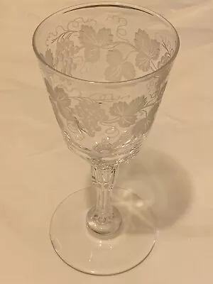 Buy Single Vintage Fine Crystal Etched Glass - Grapes Leaves Vines - 5”/13cm • 5.95£