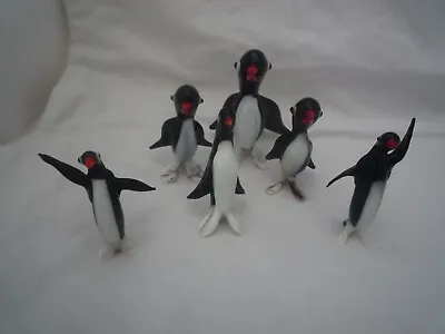 Buy Murano Glass Penguins Black/white X 6 Largest 3 Inch High • 14.99£