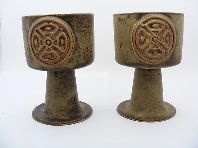 Buy Tremar Pottery Cornish Stoneware Celtic Knot Goblets • 18£