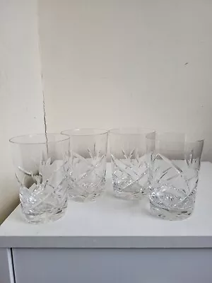 Buy Retro Vintage Set Of 4 Cut Glass Whiskey Water Tumbler Glasses • 14.99£