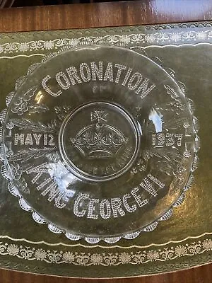 Buy King George The 6th Coronation Glass Collectors Plate May 12th 1937 • 12.99£