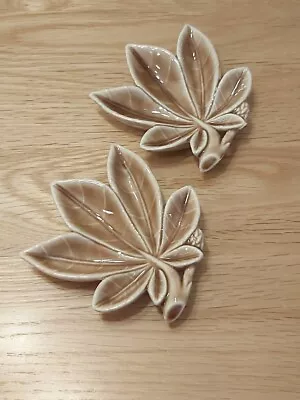 Buy Vintage Pair Of Wade Beige Leaf Trinket Pin Trays Dishes • 5£