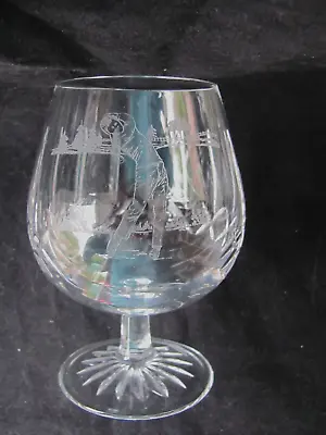Buy Edinburgh Crystal Brandy Glass Balloon With Etched Golfer And Trees ED128 Cut • 3.99£