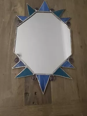 Buy Stained Glass Mirror Abstract Retro Style Medium Size Blue, Turquoise  • 18£