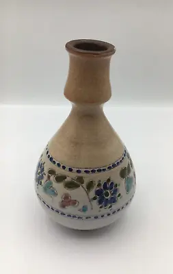Buy Vintage Middle East Pottery Bud Vase Floral Pattern Handpainted • 11.62£