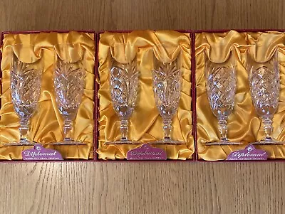 Buy Vintage Diplomat Bohemia Crystal Glasses X3 Boxed • 70£