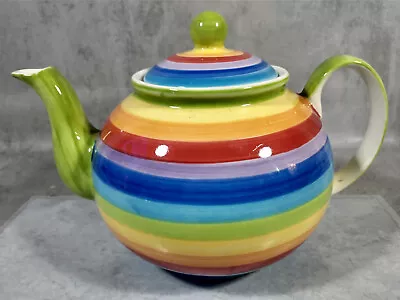 Buy Windhorse Design Tea Pot Rainbow Stripes Ceramic Hand Painted - 1 Pint • 6.99£