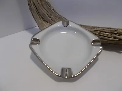 Buy MCM Dresden Germany Small White Ashtray With Silver Trim Marked # 7091 • 8.49£