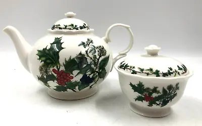 Buy The Holly & Ivy Teapot & Sugar Bowl Portmerion Christmas T2510 XM10 • 14.99£