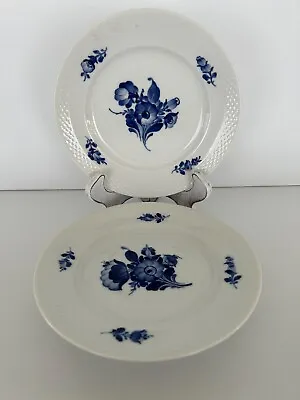Buy Pair Royal Copenhagen Denmark  Blue Flower   Blue White 7 1/2 Salad Plates #8094 • 27£