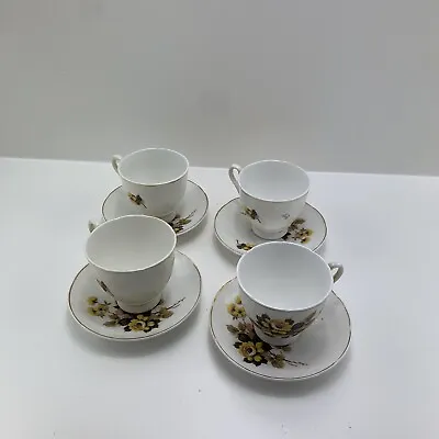 Buy 4 X Mayfair China Floral Coffee Cups / Cans And Saucers Set • 10.32£