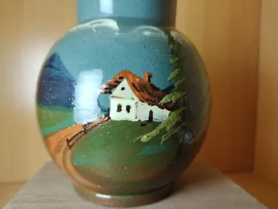 Buy MCM Pottery Vase Hand Painted Holland Flora Gouda Lente Vintage • 12.35£