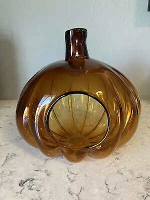 Buy Vintage Amber Glass Pumpkin Votive Candle Holders Thanksgiving/Fall Poland • 17.37£
