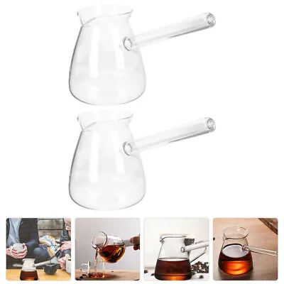Buy  2 Pcs Coffee Pot With Side Handle Machine Glass Milk Jug Household • 19.55£