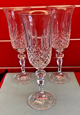 Buy Set Of 3 X 20cm Heavy Lead Crystal Wine Glasses - Excellent  Condition Not Boxed • 16£
