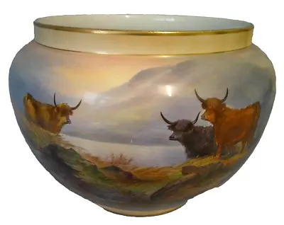 Buy Crown Devon Jardiniere Decorated With Highland Cattle, Signed G Cox Circa 1920 • 145£