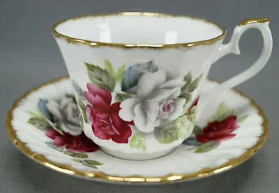 Buy Royal Sutherland Pink & White Rose & Gold Bone China Tea Cup & Saucer C. 1947+ • 23.71£