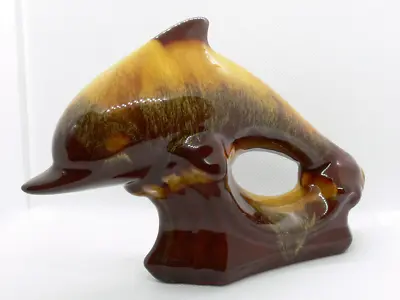 Buy Blue Mountain Pottery Leaping Dolphin 12cm Harvest Gold Drip Glaze. • 19.75£