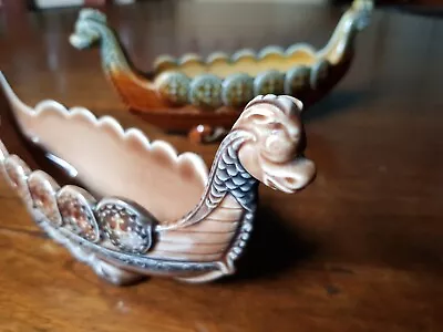 Buy Pair Of Vintage Wade Porcelain Viking Longboat Dragon Ship Trinket Dishes • 13£
