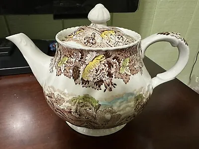 Buy Enoch Woods Ware Brown And White With Colors Teapot English Scenery • 19.21£