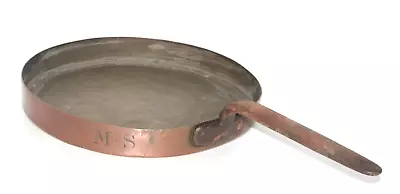 Buy M S Copper Sauté Sauce Pan Size 26cm Vintage Heavy 1.24Kg Height 3cm Iron Handle • 24£