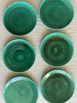 Buy Vallauris Plates X6 Or 12 - Handmade French Mid Century Ceramic Plates In Green  • 190£